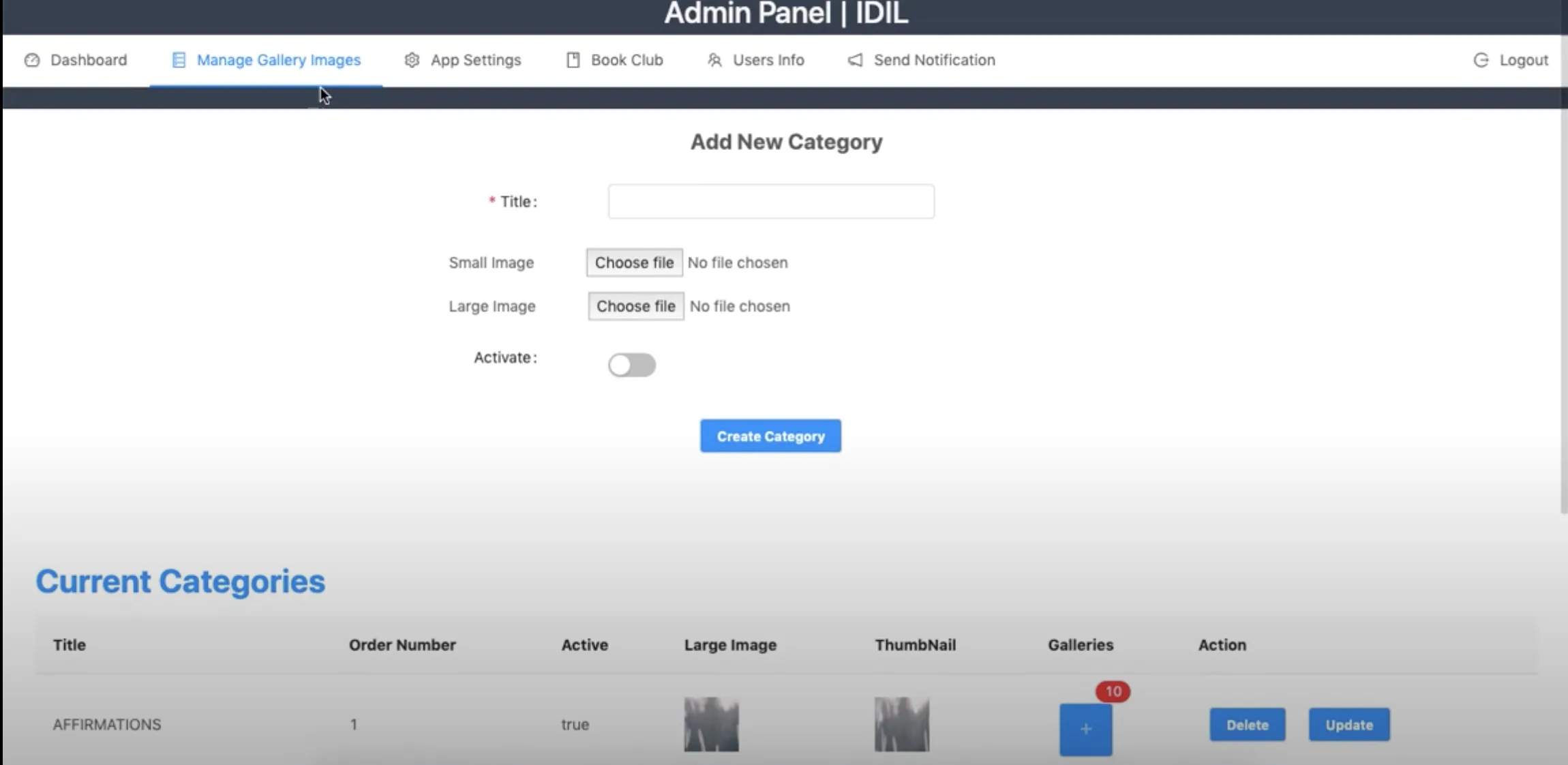 IDIL Admin project screenshot